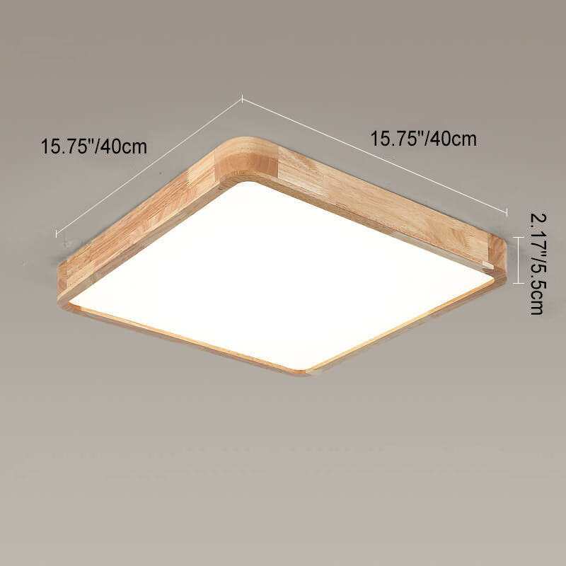 Modern Minimalist Solid Wood Round Square Tatami LED Flush Mount Ceiling Light