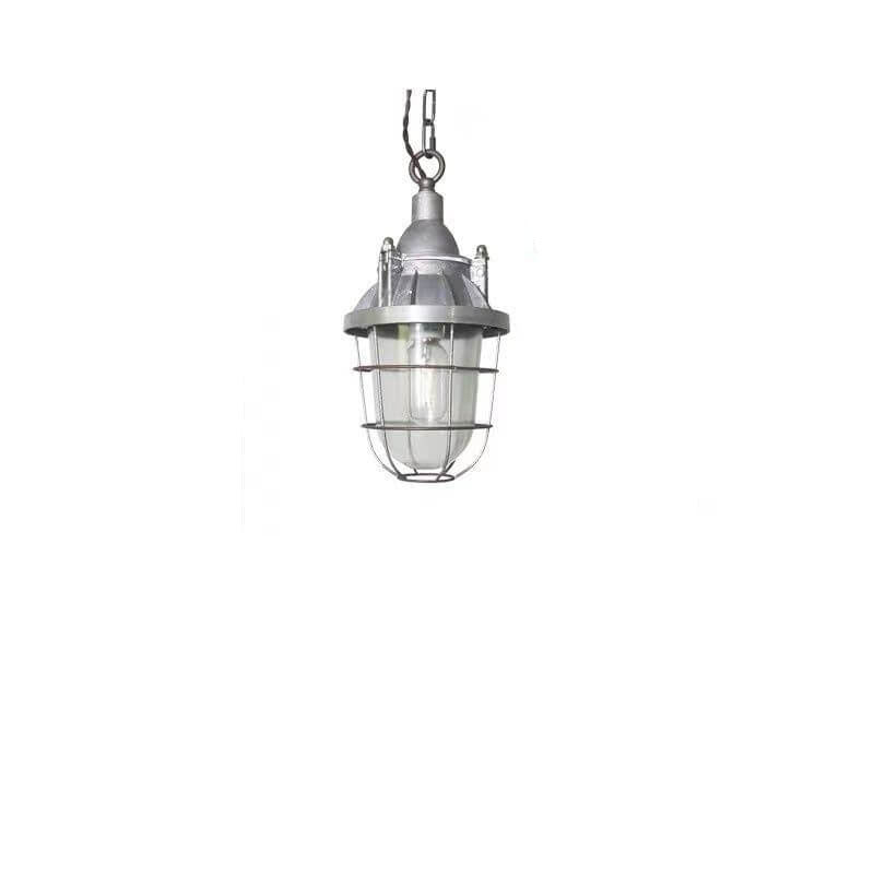Vintage Industrial Aluminum Iron Glass Dome 1-Light Pendant Light
