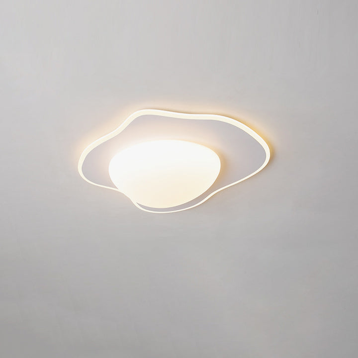 Plafón de techo LED redondo de hierro y PE color crema de estilo minimalista moderno para sala de estar 