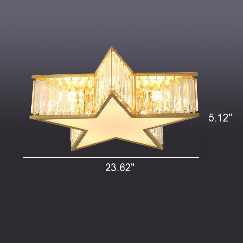 Modern Luxury Crystal Gold Geometric Shape 4/5 Light Semi- Flush Mount Ceiling Light
