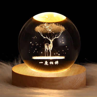 Creative Decorative Star System Crystal Ball USB LED Night Light Table Lamp