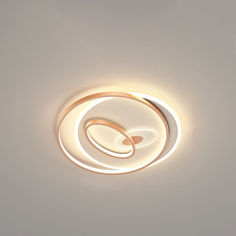 Creative Simple Circular Overlapping Dislocation Design LED Flush Mount Light