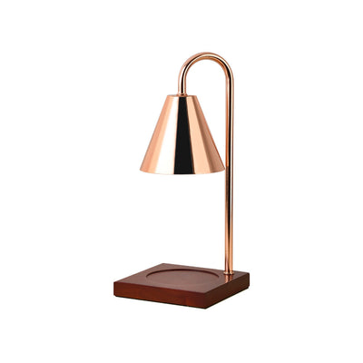 Contemporary Creative Conical Metal Shade Wooden Base 1-Light Melting Wax Table Lamp For Bedroom
