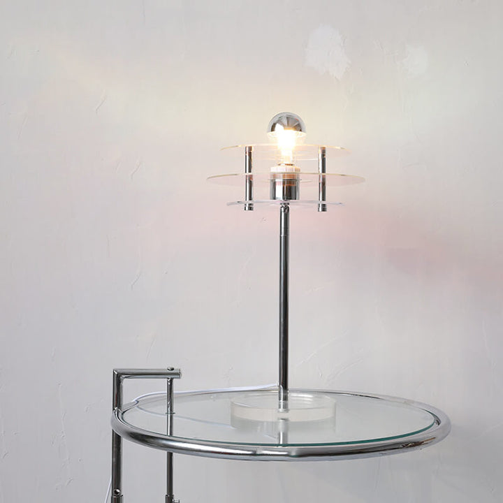 Diseño de platillo espacial moderno de acrílico lámpara de mesa de 1 luz 