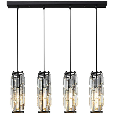 Modern Luxury Crystal Column Iron 1/3/4 Light Island Light Chandelier