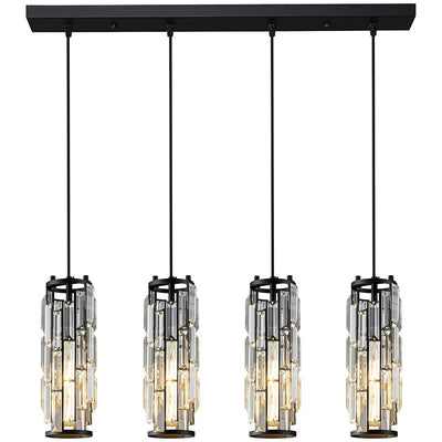 Moderner Luxus-Kristallsäulen-Eisen 1/3/4 Light Island Light Kronleuchter 