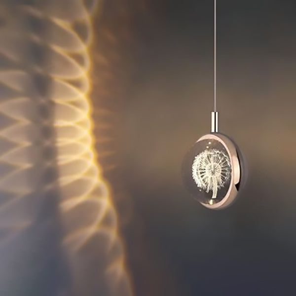 ضوء قلادة LED كريستال ألومنيوم كروي حديث بسيط لغرفة النوم 