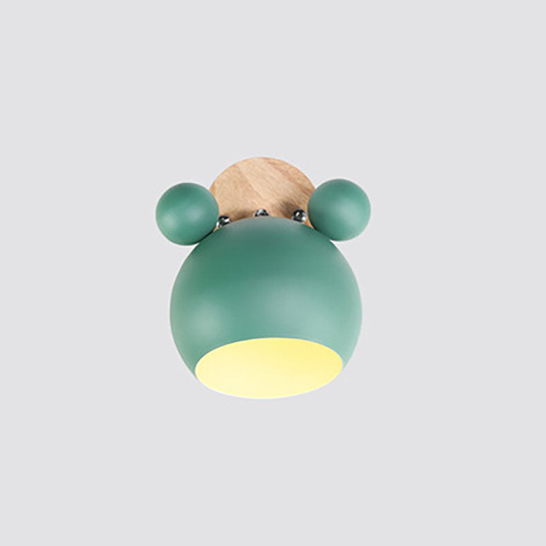 Nordic Cartoon Bear Dome 1-Light Kids Wall Sconce Lamp