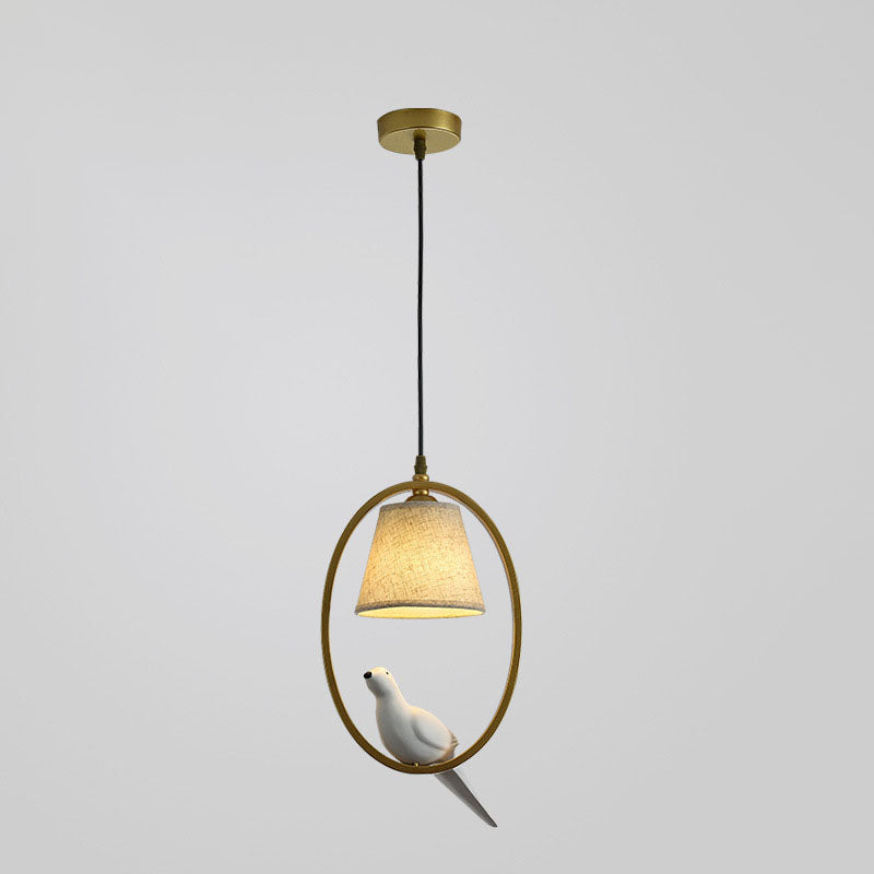Nordic Minimalist Bird Fabric Circle 1/3 Light Island Light Chandelier