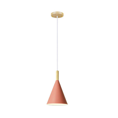 Nordic Minimalist Macaron Cone Wood 1-Light Pendant Light