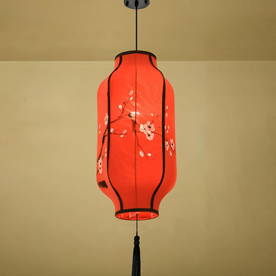 Oriental Antique Handmade Oval Lantern Fabric 1-Light Pendant Light