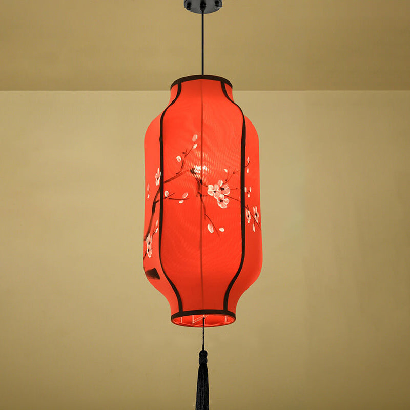 Oriental Antique Handmade Oval Lantern Fabric 1-Light Pendant Light