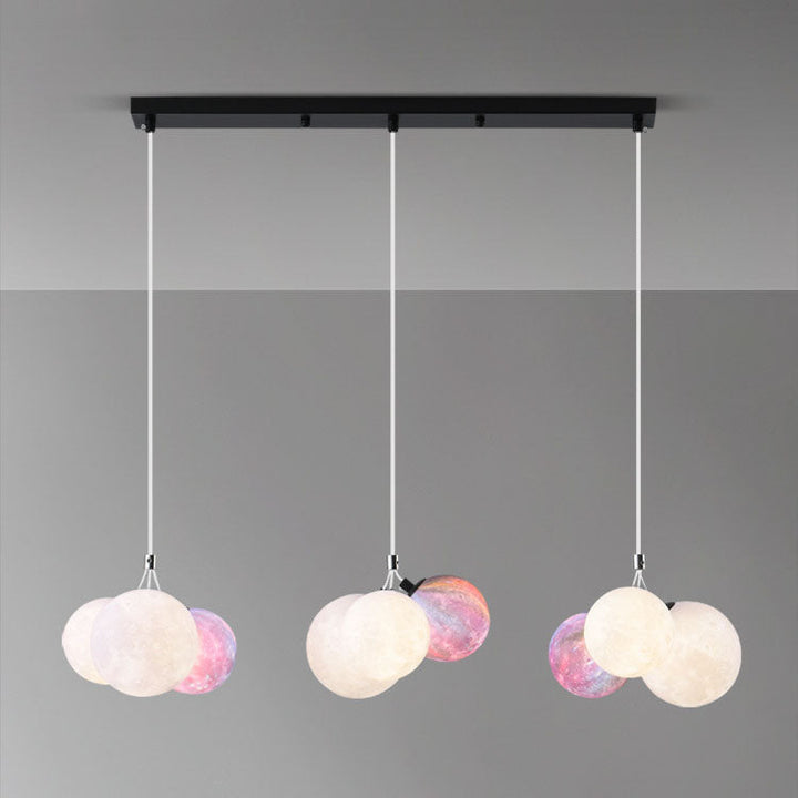 Lustre à 9 lumières en fer créatif moderne en forme de lune 