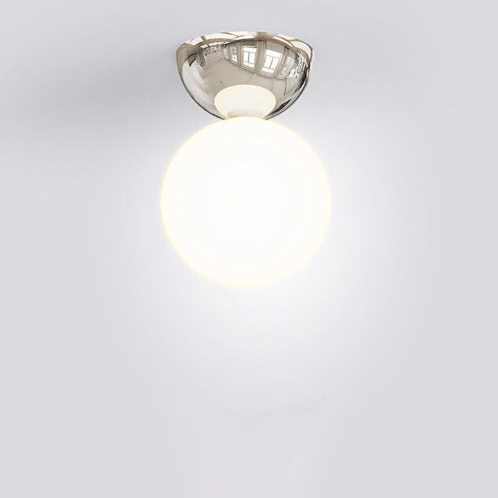Lámpara de techo semiempotrada de 1 luz con pantalla de vidrio esférica de hierro escandinavo contemporáneo para pasillo 