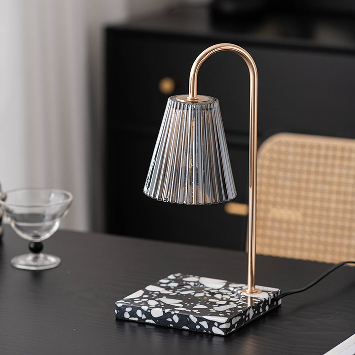Contemporary Nordic Terrazzo Glass Shade 1-Light Melting Wax Table Lamp