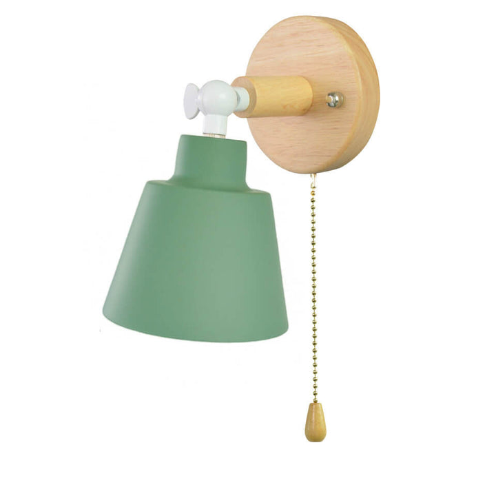 Nordic Minimalist Macaron Einfarbige Drehbare Holz 1-Licht Wandleuchte 