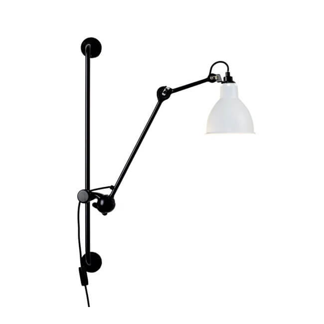 Lampe murale industrielle vintage à bras oscillant à long poteau en fer à 1 lumière 