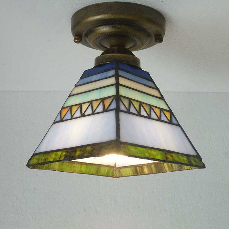 Luz de Montaje Semiempotrado Vintage Europea Tiffany de 1 Luz 