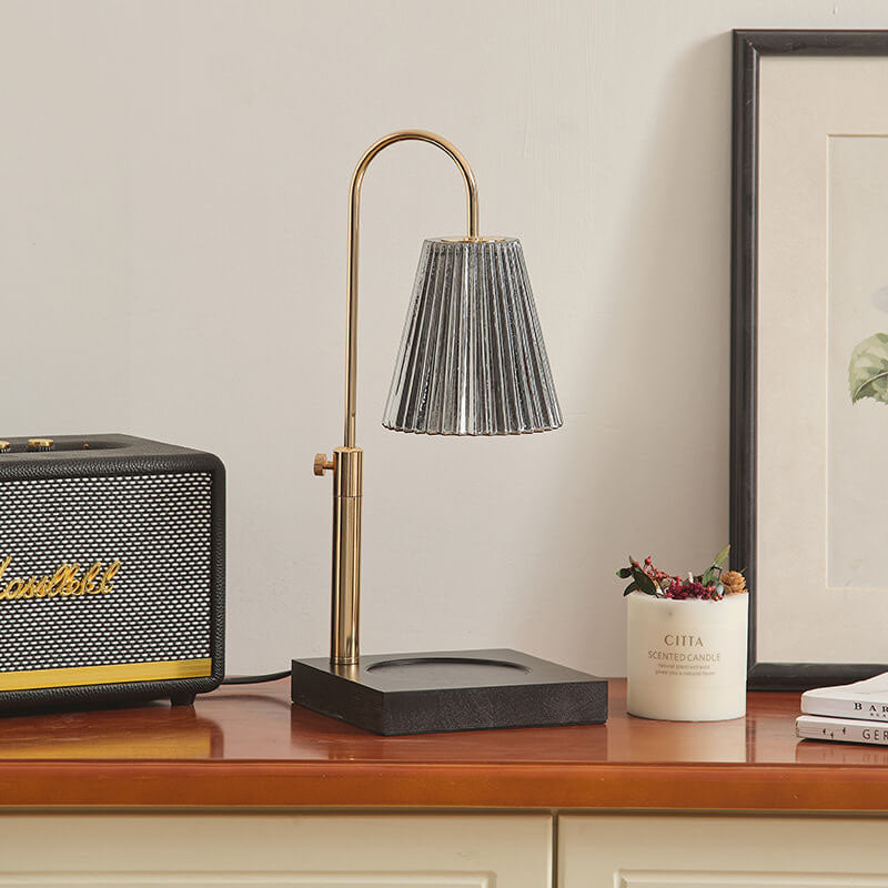 Lámpara de mesa de cera derretida de 1 luz de cuerno de bambú y madera romántica creativa moderna 