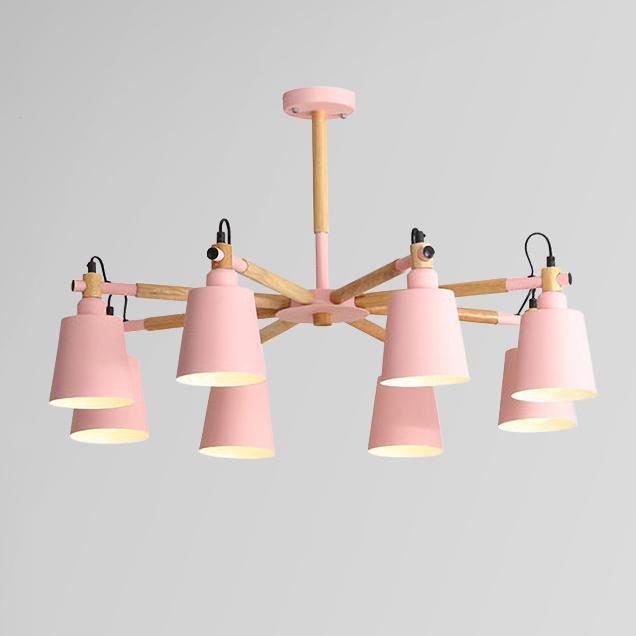 Nordische moderne Mode kreative Massivholz Macaron 3/6/8 Lichter Kronleuchter 