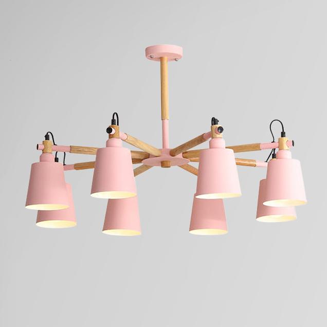 Nordic Modern Fashion Creative Solid Wood Macaron 3/6/8 Lights Chandeliers