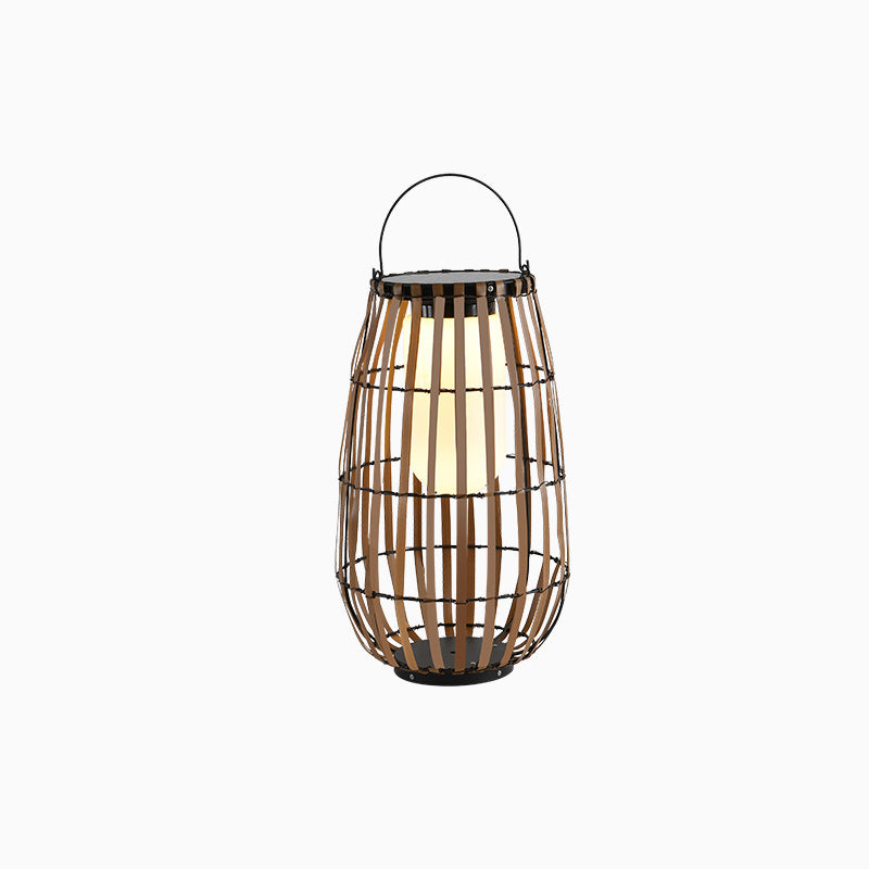 Zeitgenössische Retro Imitation Rattan Weben Käfig Wasserdichte LED Rasen Landschaft Licht Für Garten 