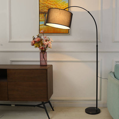 Nordic Creative Fabric Column Shade Fishing Rod 1-Light Standing Floor Lamp