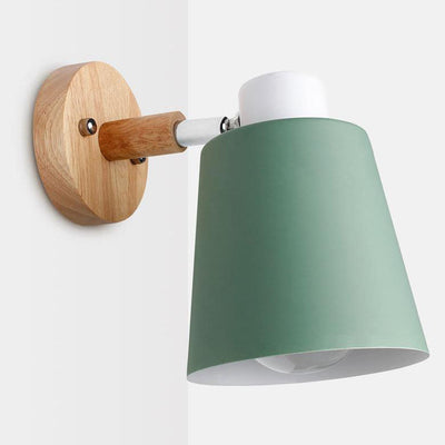 Nordic Minimalist Solid Color Iron Wood 1-Light Wall Sconce Lamp