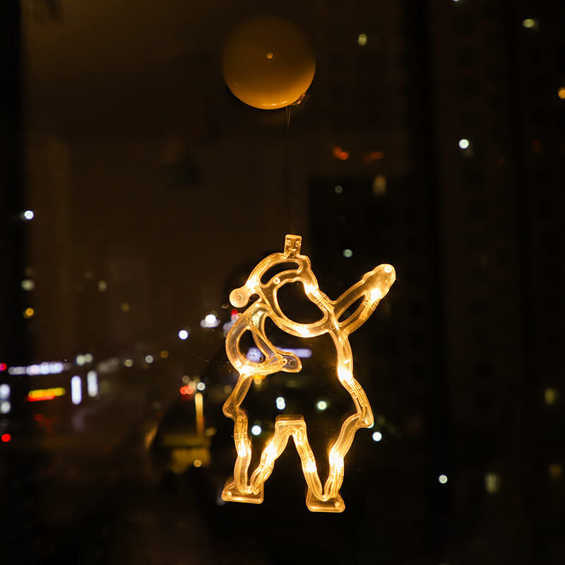 LED Weihnachtsbeleuchtung Weihnachtsmann Schneemann Form Fenster Saugnapf Dekoration Lichter 