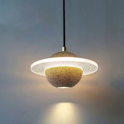 Contemporary Creative Planet Cement Acrylic LED Pendant Light For Bedroom