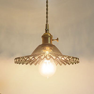 European Vintage Rustic Glass Copper 1-Light Pendant Light
