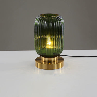 Nordic Striped Glass Oval Design 1-Light Table Lamp