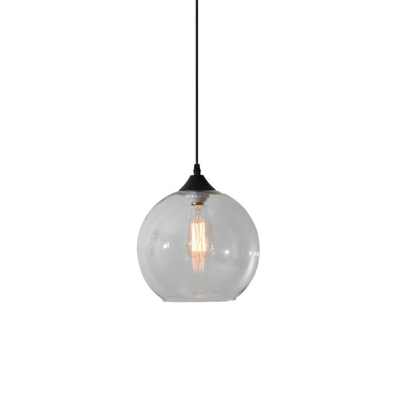 Lustre Suspendu Minimaliste Nordique en Verre Rond Teinté à 1 Lumière 
