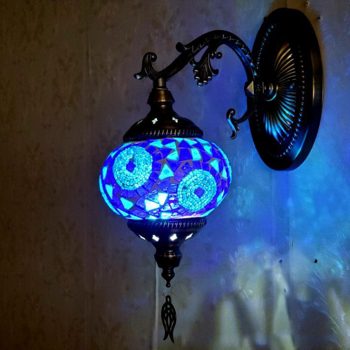 European Vintage Exotic Cracked Glass 1-Light Wall Sconce Lamp