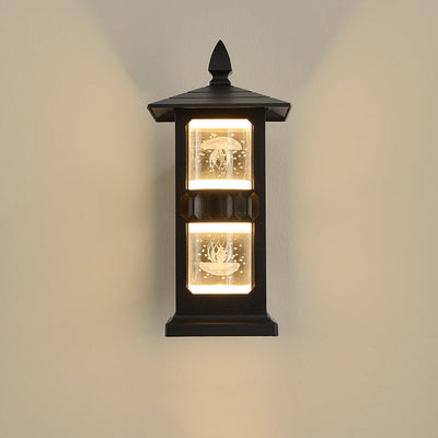 Traditional Chinese Zinc Alloy House Pagoda LED Waterproof Wall Sconce Lamp For Outdoor Patio