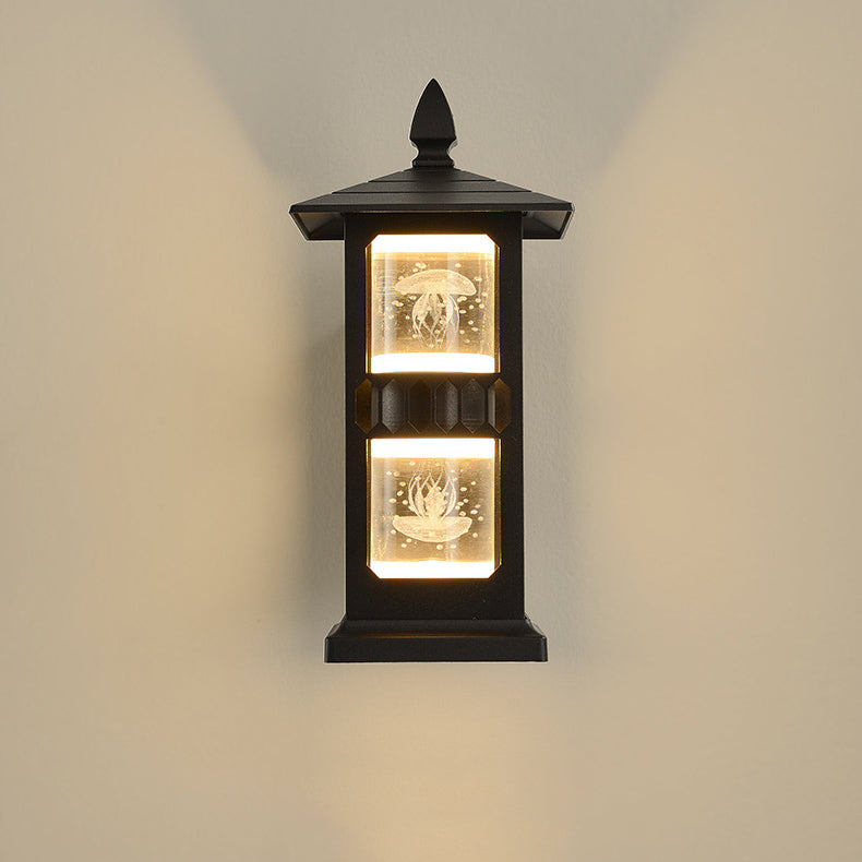 Traditional Chinese Zinc Alloy House Pagoda LED Waterproof Wall Sconce Lamp For Outdoor Patio