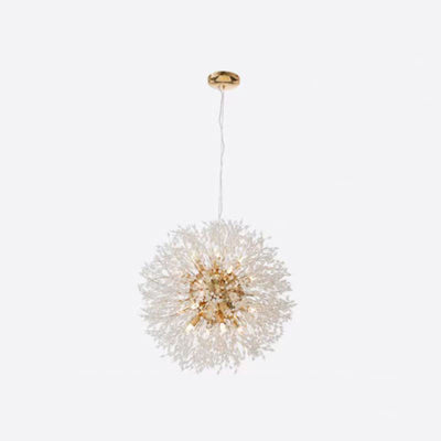 Contemporary Scandinavian Dandelion Hardware Crystal 8/9/12/16 Light Chandelier For Bedroom