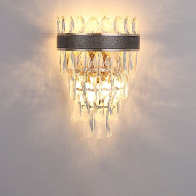 European Retro Light Luxury Hardware Crystal 3-Light Wall Sconce Lamp