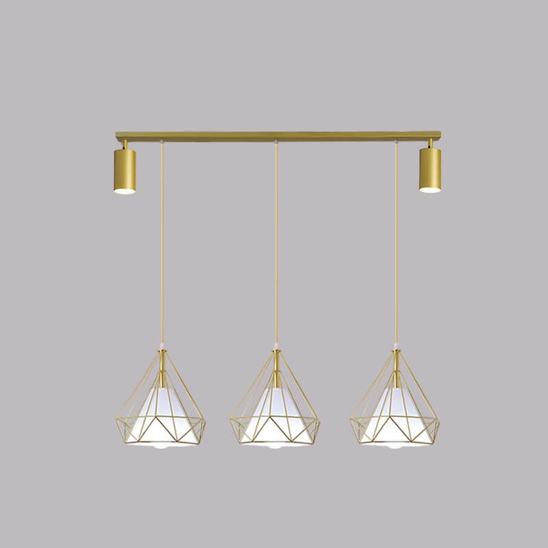 Lustre Moderne de Luxe en Fer et Diamant avec PVC et 1/3 Lumière pour Îlot 