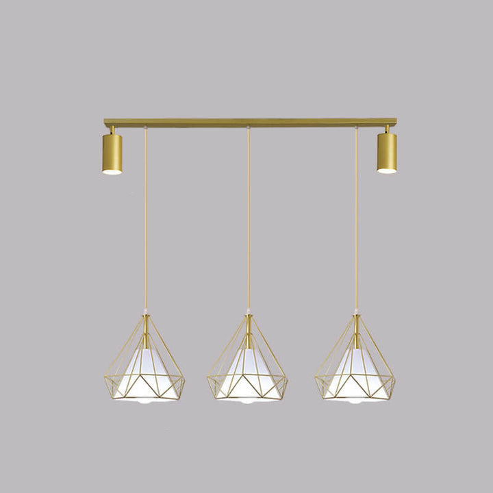Lustre Moderne de Luxe en Fer et Diamant avec PVC et 1/3 Lumière pour Îlot 