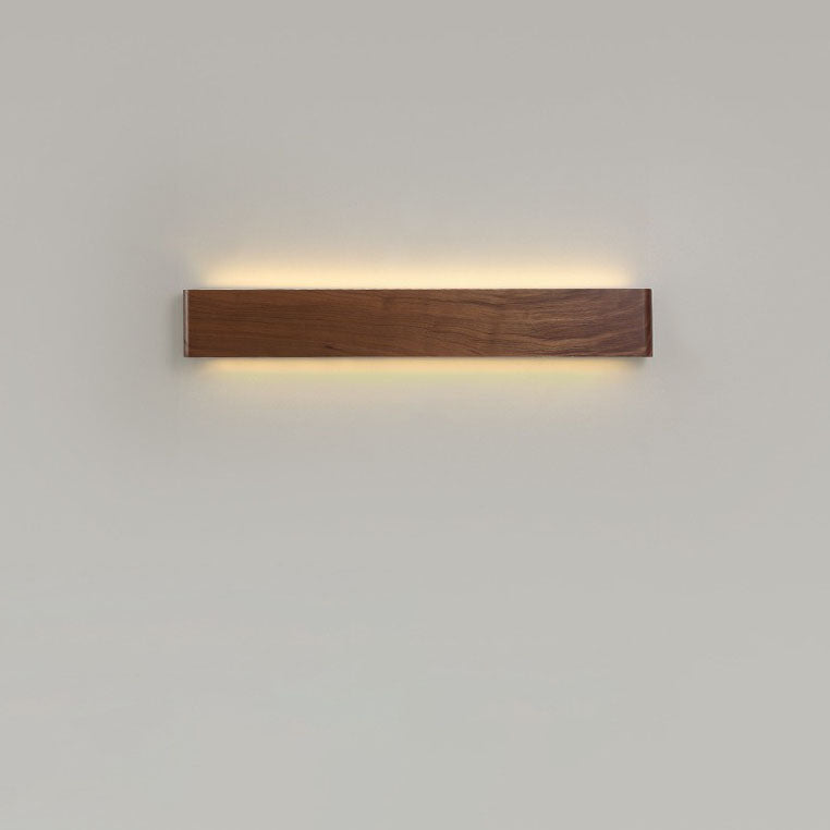 Minimalist Chinese Walnut Rectangular LED Wall Sconce Lamp