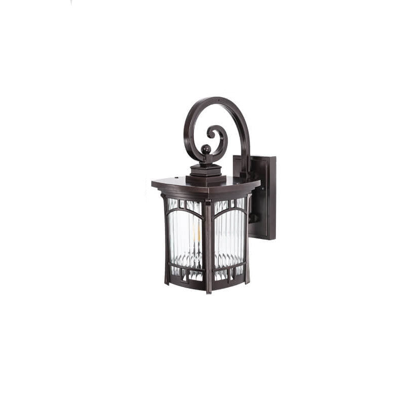 Modern Square Aluminum Glass Carved 1-Light Outdoor Waterproof Wall Sconce Lamp