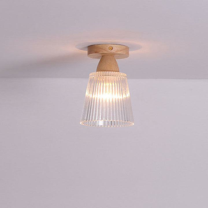 Japanese Minimalist Log Glass 1-Light Semi-Flush Mount Light