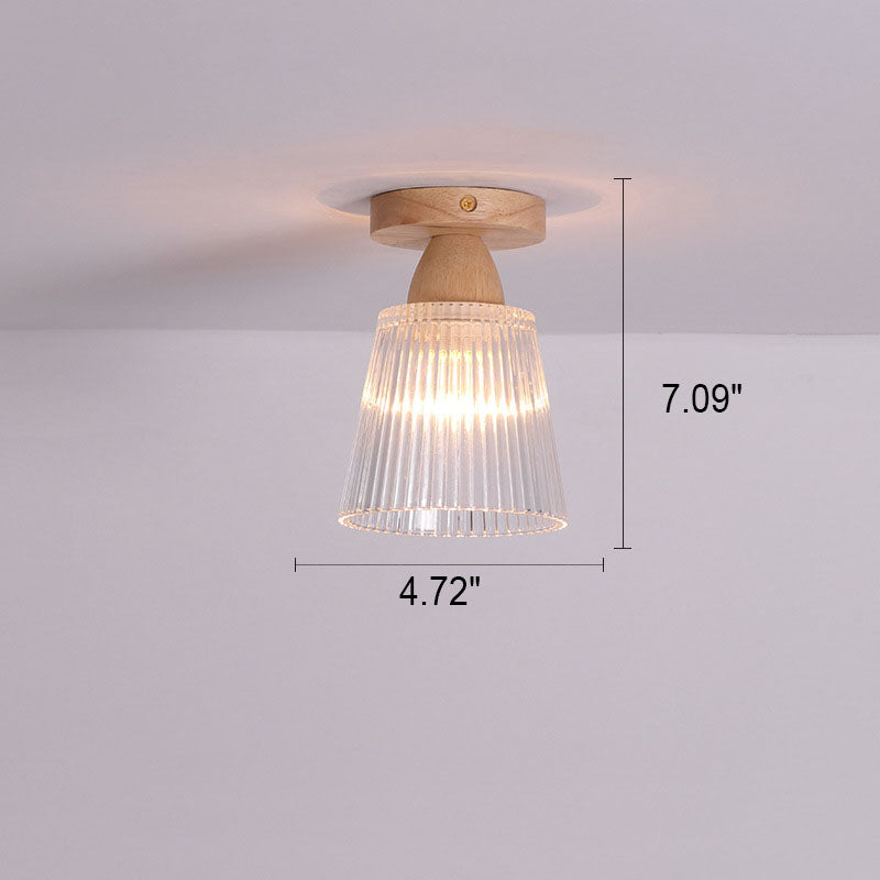 Japanese Minimalist Log Glass 1-Light Semi-Flush Mount Light