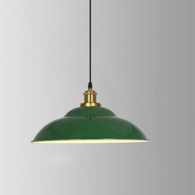 Industrial Vintage Green Iron Dome Cone 1-Light Pendant Light