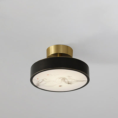 Modern Light Luxury Retro Full Copper Cloud Glass LED Flush Mount Lighting