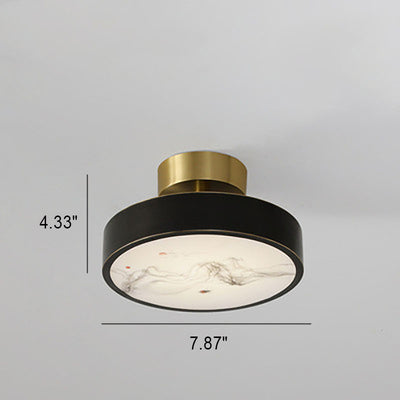 Modern Light Luxury Retro Full Copper Cloud Glass LED Flush Mount Lighting