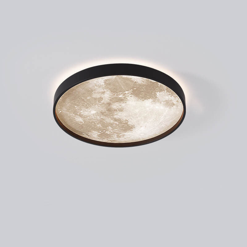 Modern Minimalist Moon Round Iron Acrylic LED Flush Mount Ceiling Light for Living Room