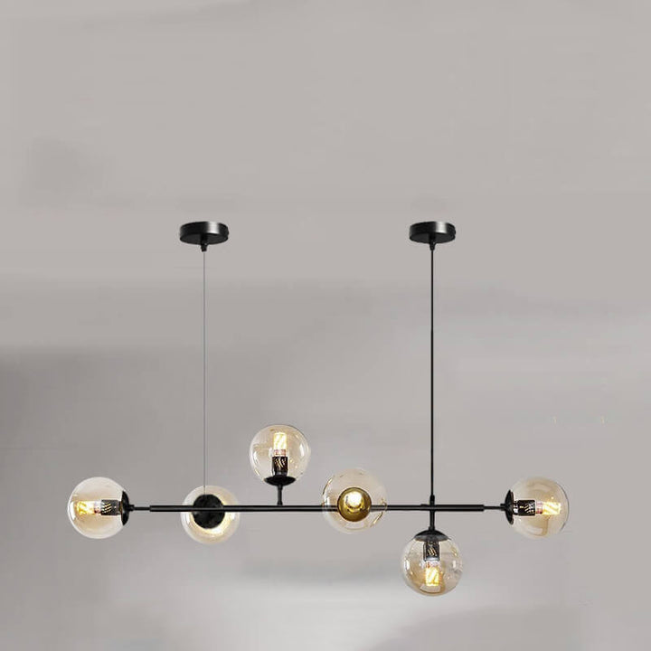 Nordischer minimalistischer bunter Kugel-Hardware-Glas-6-Licht-Insel-Licht-Kronleuchter 
