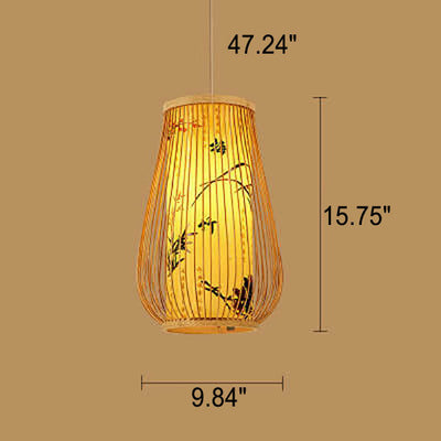 Modern Chinese Bamboo Weaving Gourd 1-Light Pendant Light